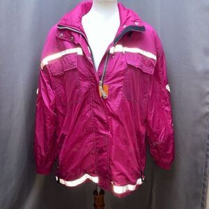 Women Obermeyer Pink Ski Snow Jacket Zip Front Collar Hood Sz 10